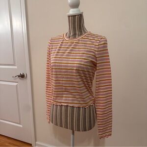 Madewell Clyde Ruffle Edge Striped Long Sleeve Tee